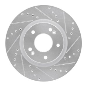 Hyundai Elantra Brake Rotor (1) - Front Right - R1 Concepts - Drilled & Slotted - Silver - `20-`25